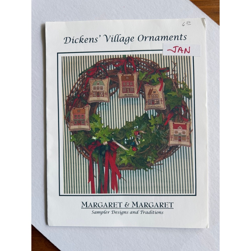 VTG Margaret & Margaret Dickens Village Ornament Cross Stitch Pattern Only
